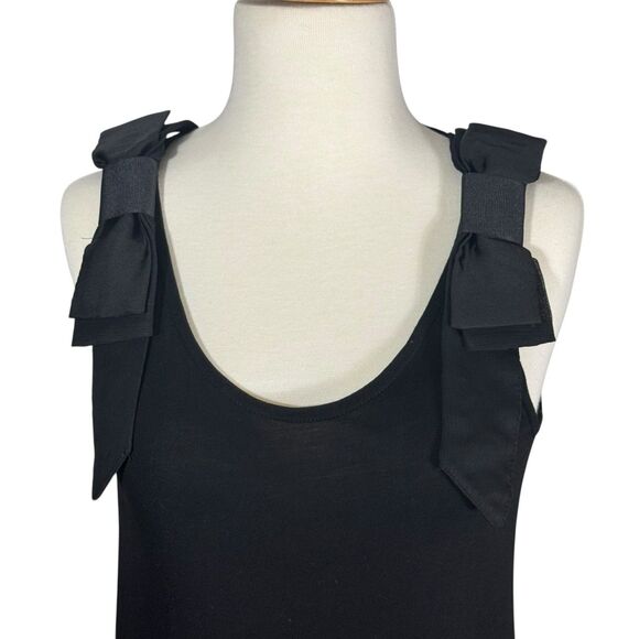 MNG Mango Black Bow Strap Scoop Neck Cami Camisole Tank Top Sz M/L - Picture 2 of 6